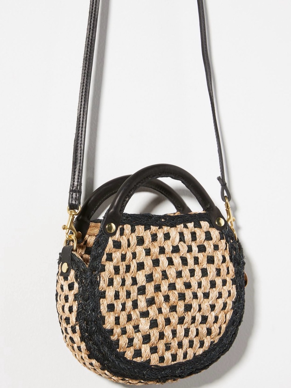 NWT Clare V Lil Bebe Black & Natural Woven Crossbody Bag - Picture 3 of 3